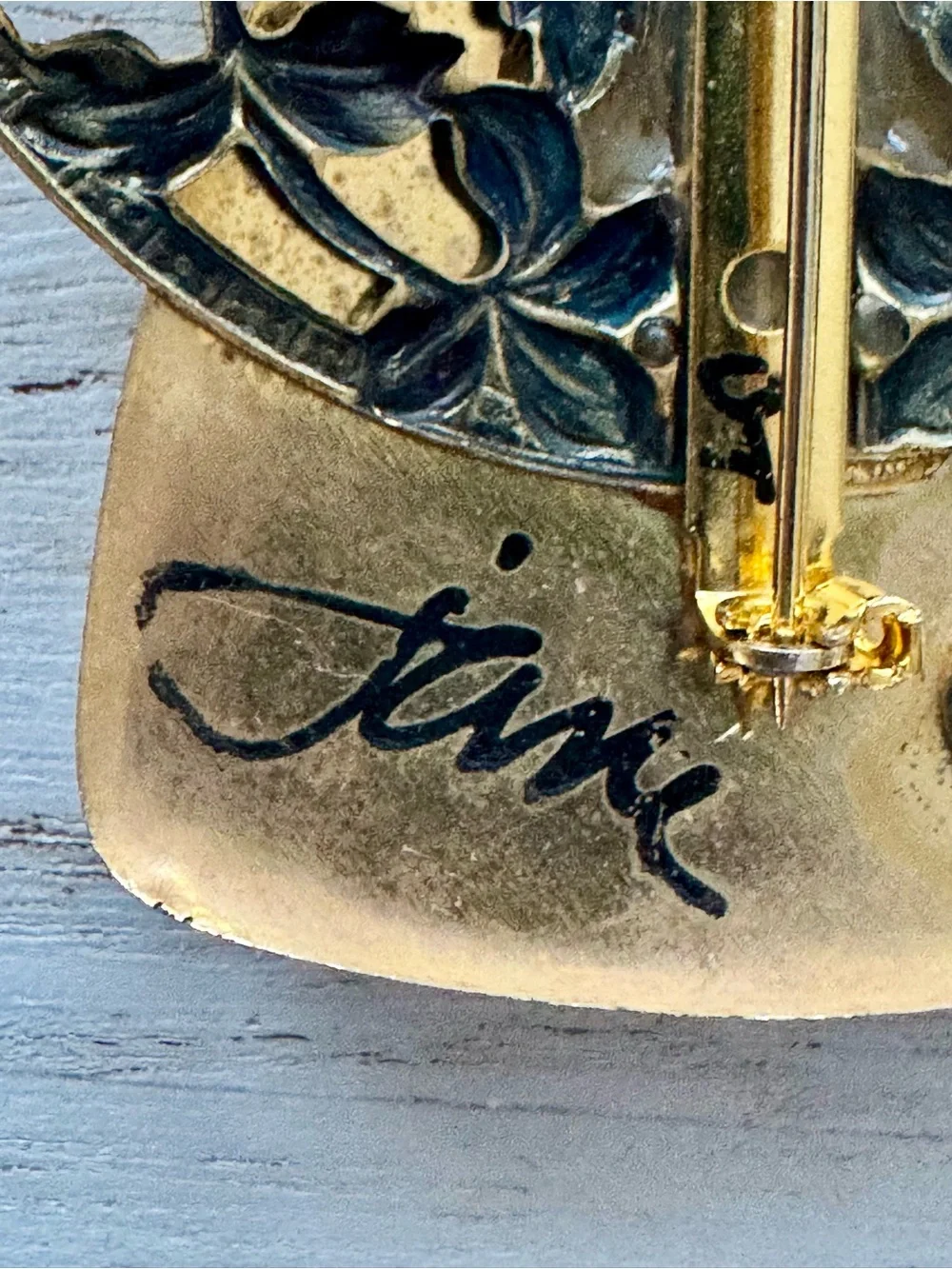 Vintage Gold Butterfly Angel Accent with Pearl 1996 signed